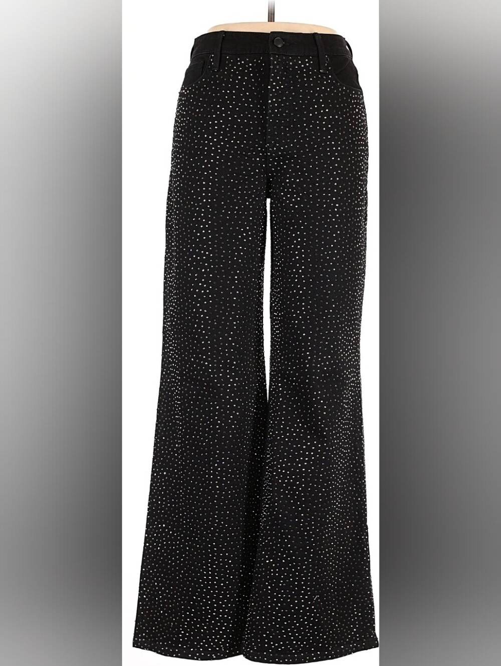 Good American Black Wide-Leg Rhinestone Pants